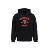 Versace Hooded Cotton Logo Sweatshirt In Black