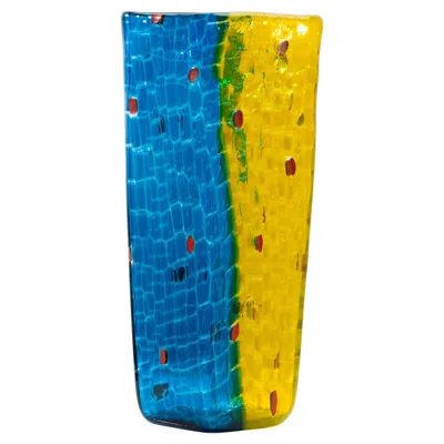 Pre-owned Versace Vase “frisage” Designed By Gianni  For Venini Murano, Italy In Transparent