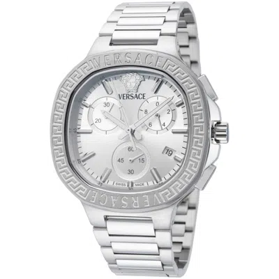 Versace V-chrono Unisex Watch In Metallic