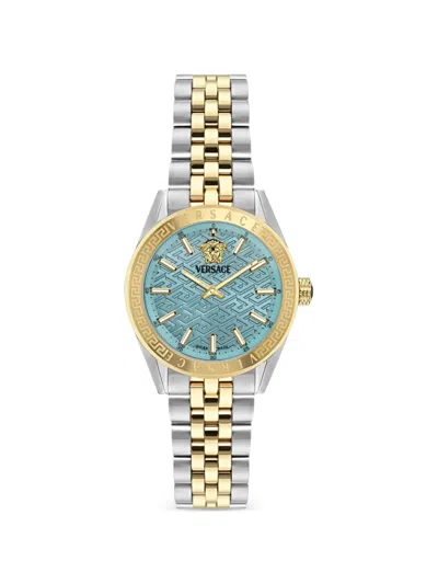 Versace V-code 36mm Watch In Metallic