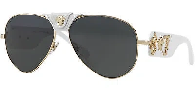 Pre-owned Versace Ve 2150q Gold White/ Grey 62/14/140 Men Sunglasses In Gray