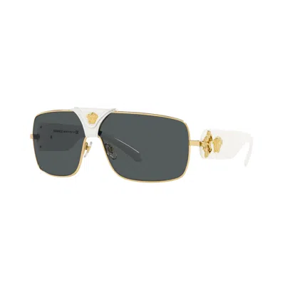 Versace Ve 2207q 134187 38mm Unisex Square Sunglasses In Gold