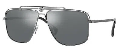 Pre-owned Versace Ve 2242 Ruthenium/grey 61/13/145 Men Sunglasses In Gray