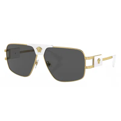 Versace Ve 2251 147187 63mm Unisex Square Sunglasses In Gold