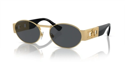 Pre-owned Versace Ve 2264 Matte Gold/dark Grey (1002/87) Sunglasses In Gray