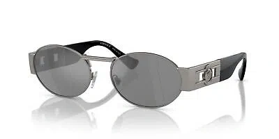 Pre-owned Versace Ve 2264 Matte Gunmetal/silver Grey 56/18/140 Unisex Sunglasses In Gray