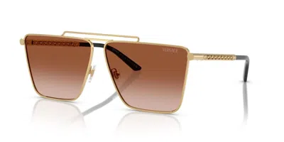 Pre-owned Versace Ve 2266 Gold/brown Shaded (1002/13) Sunglasses