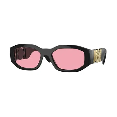 Versace Ve 4361 Gb1/84 53mm Unisex Geometric Sunglasses In Black