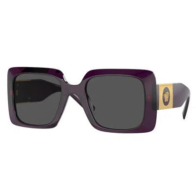 Versace Ve 4405 538487 54mm Womens Rectangle Sunglasses In Transparent Purple