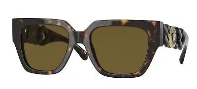Pre-owned Versace Ve 4409 Havana/brown 53/19/140 Women Sunglasses