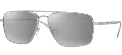 Pre-owned Versace Ve 4457 Black/dark Grey (gb1/87) Sunglasses In Grey Silver Mirrored