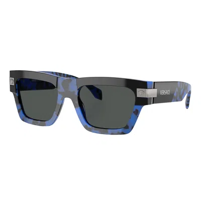 Versace Ve 4464 545887 55mm Unisex Rectangle Sunglasses In Blue