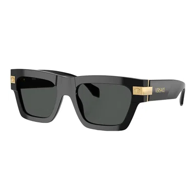 Versace Ve 4464 Gb1/87 52mm Unisex Rectangle Sunglasses In Black