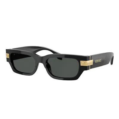 Versace Ve 4465 Gb1/87 53mm Unisex Rectangle Sunglasses In Black