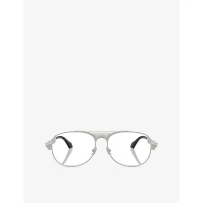 Versace Womens Silver Ve1319 Pilot-frame Metal Optical Glasses