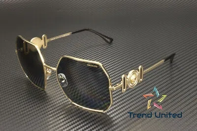 Pre-owned Versace Ve2248 100281 Gold Dark Grey Polarized 58 Mm Women's Sunglasses In Polar Dark Grey