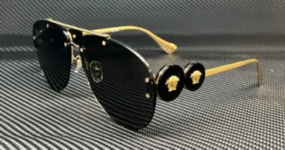 Pre-owned Versace Ve2250 100287 Gold Dark Grey Women's 63 Mm Sunglasses In Gray