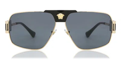 Versace Ve2251 Asian Fit 100287 Men's Sunglasses Gold Size 63 In Blue