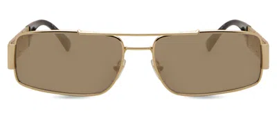 Versace Ve2257 10025a Men's Sunglasses Gold Size 60 In Brown