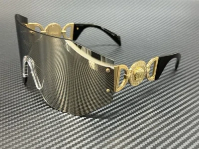 Pre-owned Versace Ve2258 10026g Grey Mirror Silver Unisex 71 Mm Sunglasses