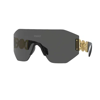 Pre-owned Versace Ve2258 100287 Dark Grey Frame-dark Grey Lens Sunglasses Authentic In Gray