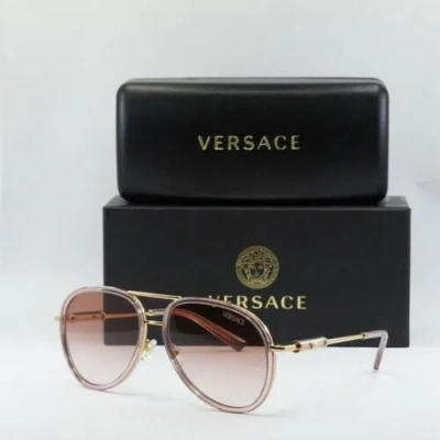 Pre-owned Versace Ve2260 100213 Brown Transparent/pink Gradient 60-16-140 Sunglasses