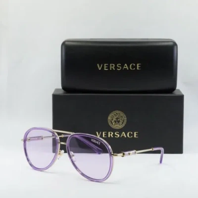 Pre-owned Versace Ve2260 10021a Lilac Transparent/light Violet 60-16-140 Sunglasses In Purple