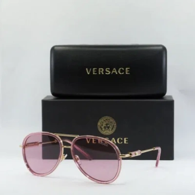 Pre-owned Versace Ve2260 100284 Pink Transparent/pink 60-16-140 Sunglasses