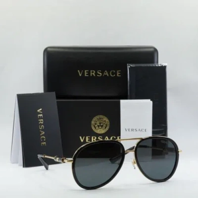 Pre-owned Versace Ve2260 100287 Black/dark Gray 60-16-140 Sunglasses