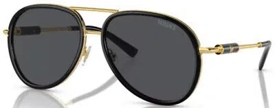 Pre-owned Versace Ve2260 100287 Sunglasses Black/dark Grey Pilot 60mm In Gray