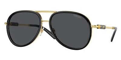 Pre-owned Versace Ve2260 Sunglasses Unisex Black / Dark Gray 60mm 100% Authentic