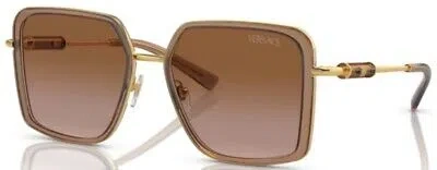 Pre-owned Versace Ve2261 100213 Sunglasses Women's Brown Transparent/brown Gradient 56mm