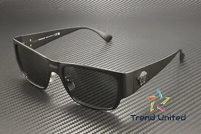 Pre-owned Versace Ve2262 126187 Matte Black Dark Grey 56 Mm Men's Sunglasses In Gray