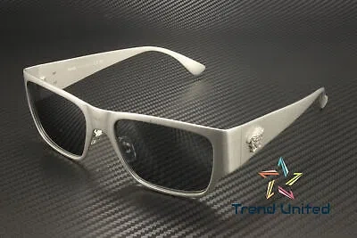 Pre-owned Versace Ve2262 12666g Silver Light Grey Mirror Black 56 Mm Men's Sunglasses