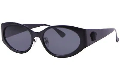 Pre-owned Versace Ve2263 126187 Sunglasses Women's Matte Black/grey Lenses Oval Shape 56mm In Gray