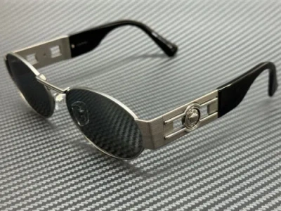 Pre-owned Versace Ve2264 10016g Matte Gunmetal Mirror Silver Unisex 56 Mm Sunglasses In Gray