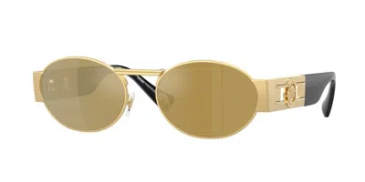 Versace Ve2264 10025a Occhiali Da Sole Oro Per Uomo In Brown