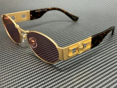 Pre-owned Versace Ve2264 100284 Matte Gold Pink Unisex 56 Mm Sunglasses In Purple