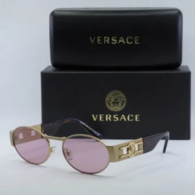 Pre-owned Versace Ve2264 100284 Matte Gold/havana/light Violet 56-18-140 Sunglasses New... In Purple
