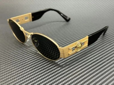 Pre-owned Versace Ve2264 100287 Matte Gold Grey Unisex 56 Mm Sunglasses In Gray