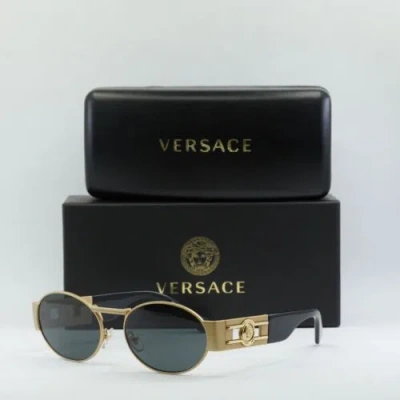 Pre-owned Versace Ve2264 100287 Matte Gold/dark Gray 56-18-140 Sunglasses Authentic