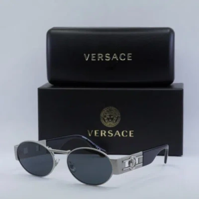 Pre-owned Versace Ve2264 151387 Silver/dark Gray 56-18-140 Sunglasses