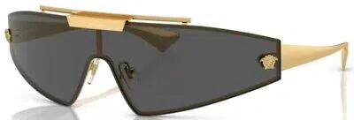 Pre-owned Versace Ve2265 100287 Sunglasses Gold/grey 140mm W/extra Interchangeable Lens In Gray
