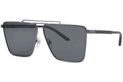 Pre-owned Versace Ve2266 10013h Sunglasses Men's Gunmetal/dark Green Square Shape 64mm