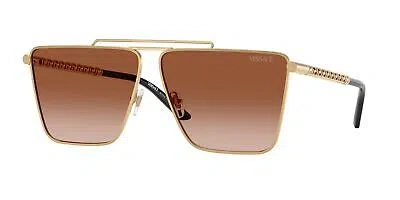 Pre-owned Versace Ve2266 100213 Gold Brown Gradient 64 Mm Men's Sunglasses