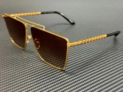 Pre-owned Versace Ve2266 100213 Gold Brown Gradient Men's 64 Mm Sunglasses