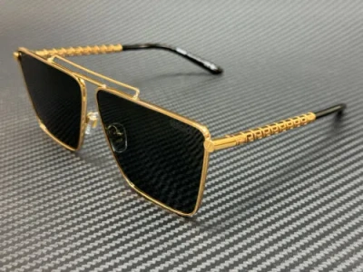 Pre-owned Versace Ve2266 100287 Gold Dark Grey Men's 64 Mm Sunglasses In Gray