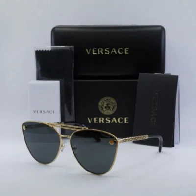 Pre-owned Versace Ve2267 100287 Gold/dark Grey 64-14-140 Sunglasses Authentic In Gray