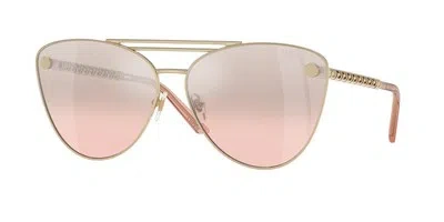 Pre-owned Versace Ve2267 12527e Pale Gold Light Pink Mirror Silver 64mm Women's Sunglasses