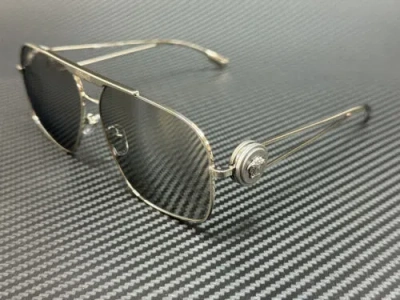 Pre-owned Versace Ve2269 10006g Silver Mirror Men's 62 Mm Sunglasses In Gray